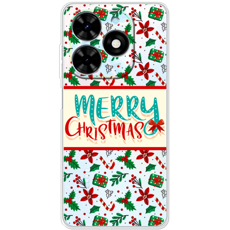 Прозрачный чехол BoxFace Tecno Spark Go 2024 Vintage Christmas Pattern