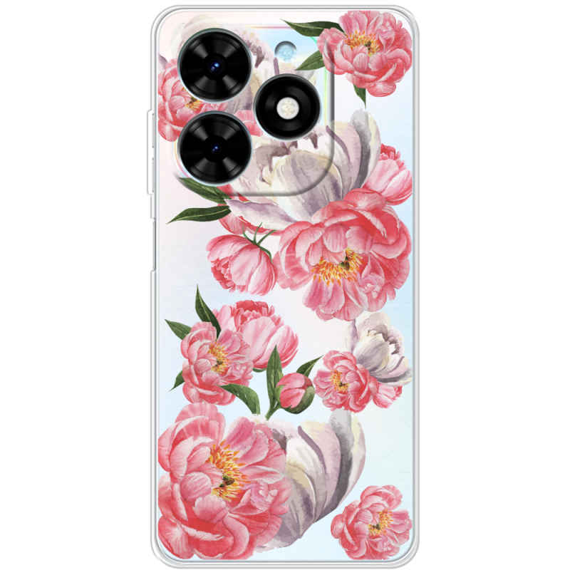 Прозрачный чехол BoxFace Tecno Spark Go 2024 Peony Watercolor Style