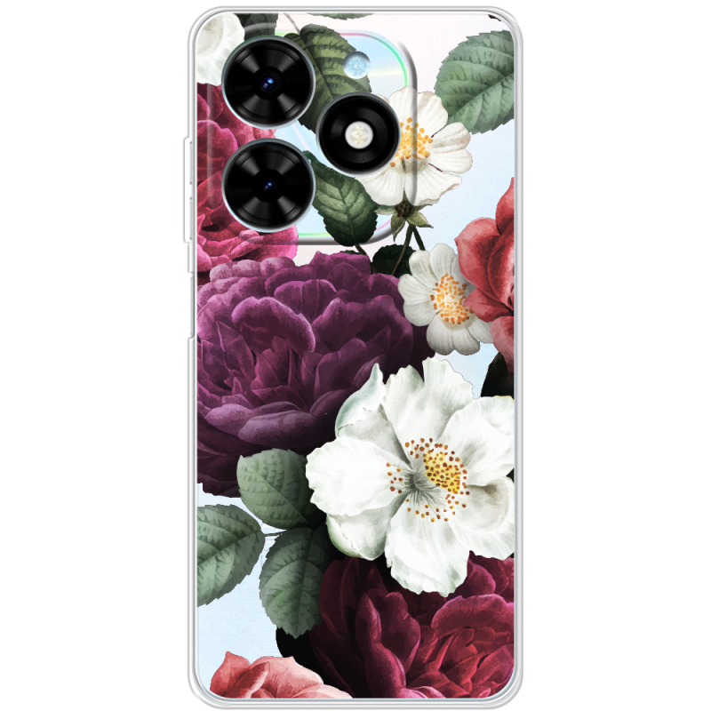 Прозрачный чехол BoxFace Tecno Spark Go 2024 Floral Dark Dreams