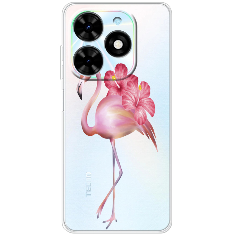 Прозрачный чехол BoxFace Tecno Spark Go 2024 Floral Flamingo