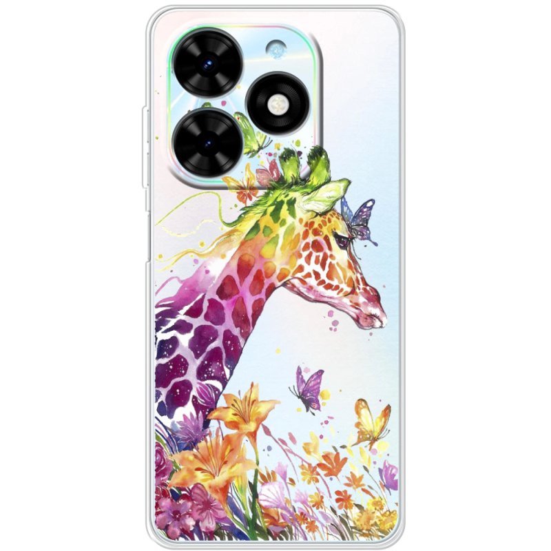 Прозрачный чехол BoxFace Tecno Spark Go 2024 Colorful Giraffe