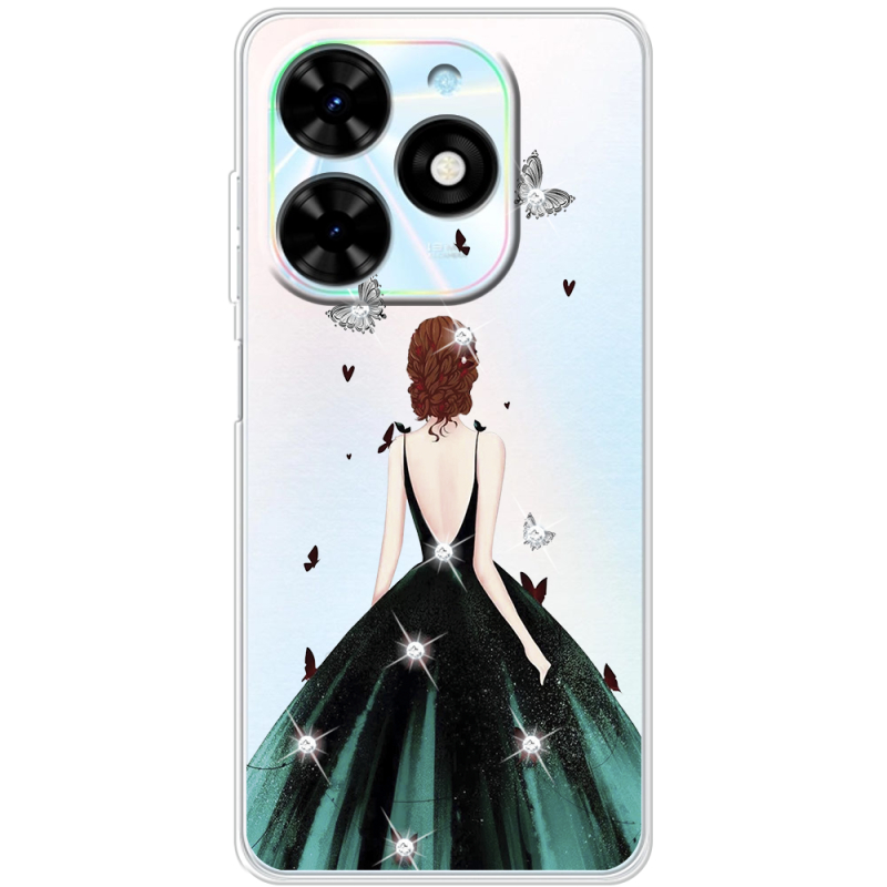 Чехол со стразами BoxFace Tecno Spark Go 2024 Girl in the green dress