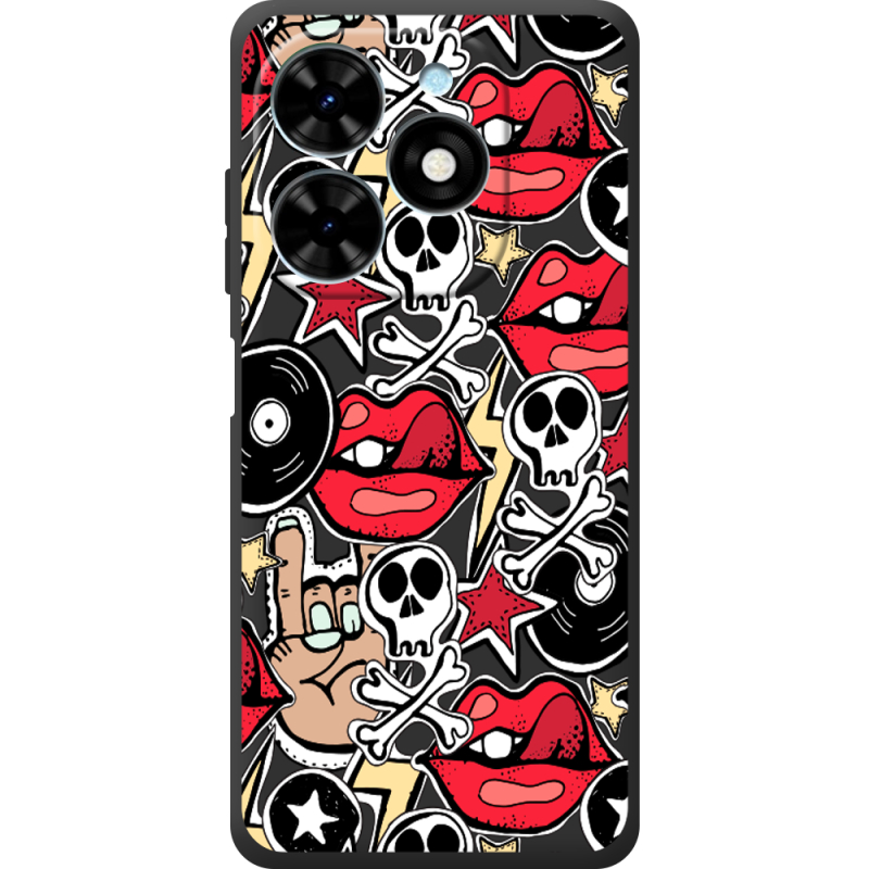 Черный чехол BoxFace Tecno Spark Go 2024 Rock Graffiti