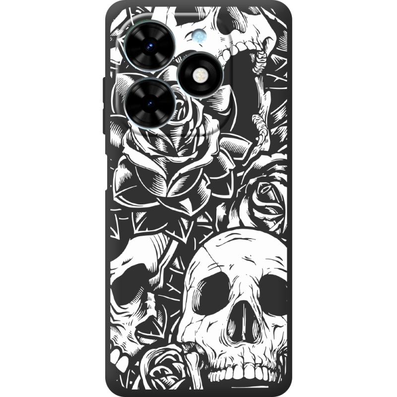 Черный чехол BoxFace Tecno Spark Go 2024 Skull and Roses