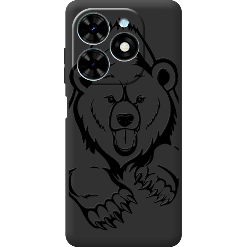 Черный чехол BoxFace Tecno Spark Go 2024 Grizzly Bear