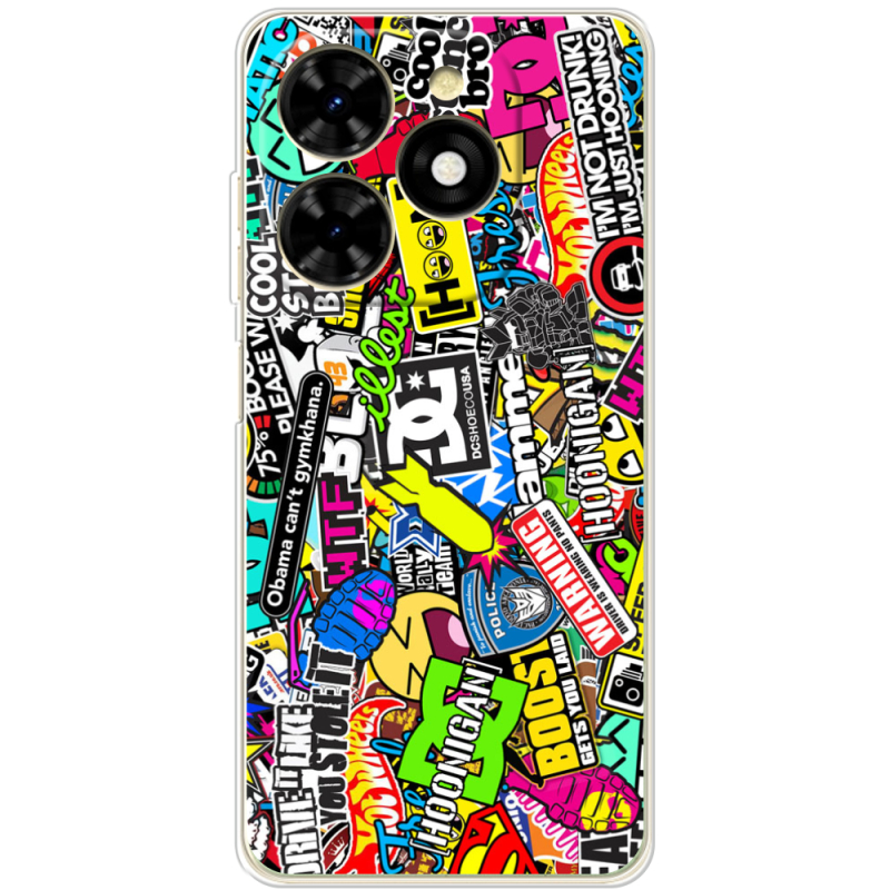 Чехол BoxFace Tecno Spark 20C Multicolored Inscriptions