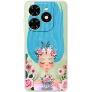 Прозрачный чехол BoxFace Tecno Spark 20C Blue Hair