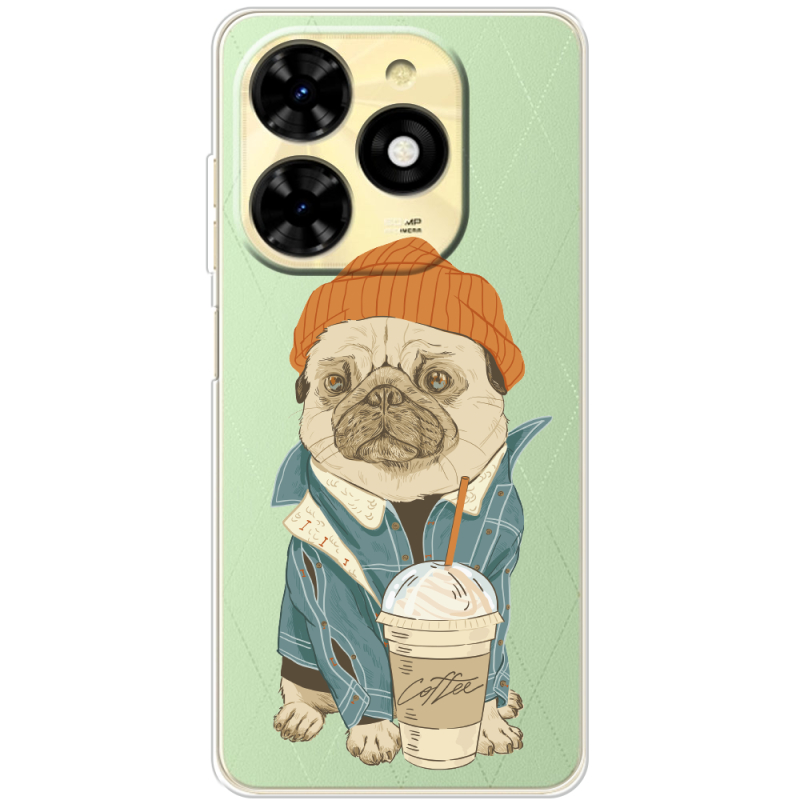 Прозрачный чехол BoxFace Tecno Spark 20C Dog Coffeeman