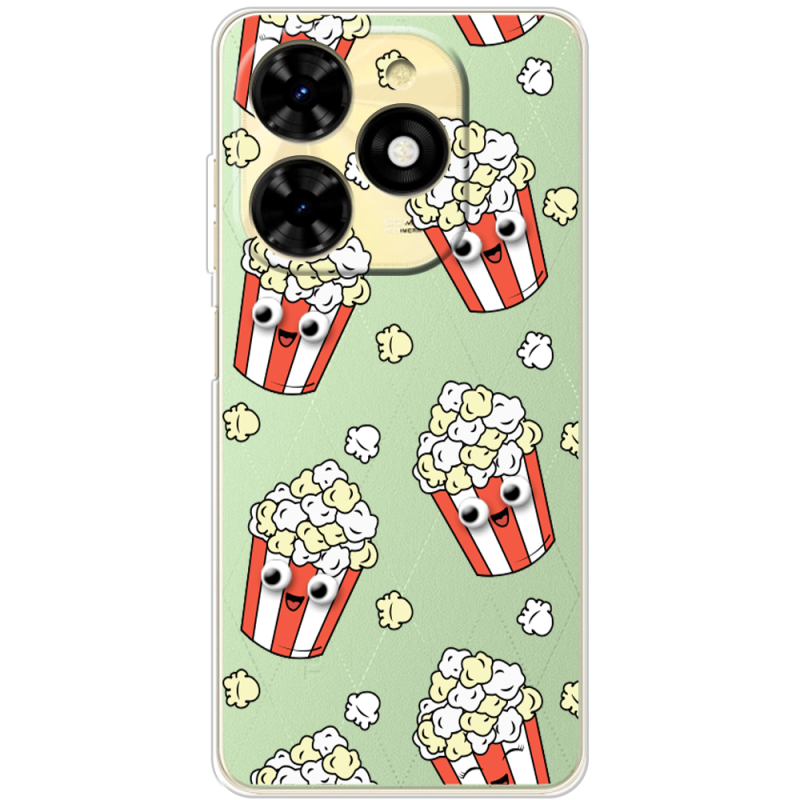 Прозрачный чехол BoxFace Tecno Spark 20C с 3D-глазками Popcorn