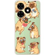 Прозрачный чехол BoxFace Tecno Spark 20C с 3D-глазками Pug