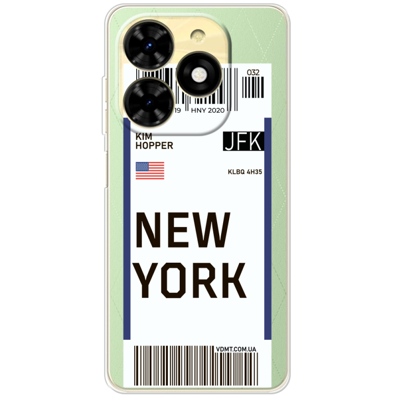 Прозрачный чехол BoxFace Tecno Spark 20C Ticket New York