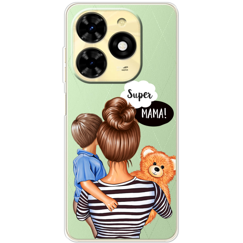 Прозрачный чехол BoxFace Tecno Spark 20C Super Mama and Son