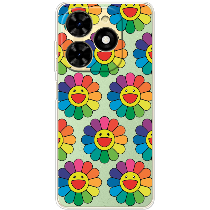 Прозрачный чехол BoxFace Tecno Spark 20C Hippie Flowers