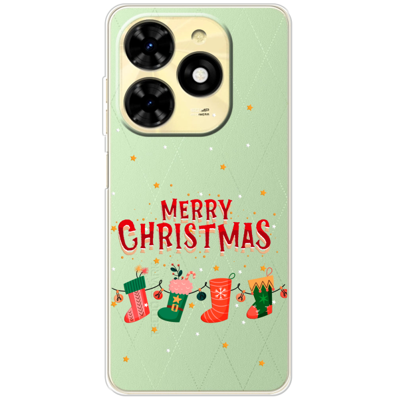 Прозрачный чехол BoxFace Tecno Spark 20C Merry Christmas