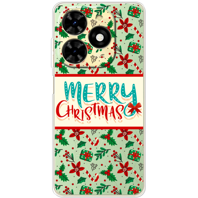 Прозрачный чехол BoxFace Tecno Spark 20C Vintage Christmas Pattern