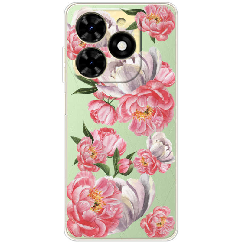 Прозрачный чехол BoxFace Tecno Spark 20C Peony Watercolor Style