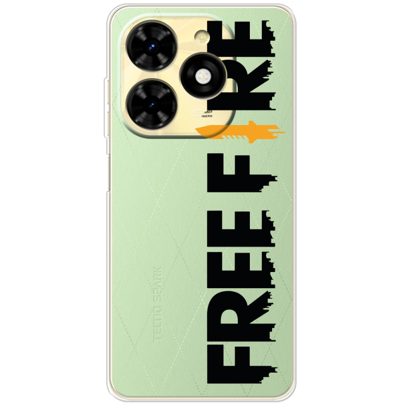 Прозрачный чехол BoxFace Tecno Spark 20C Free Fire Black Logo