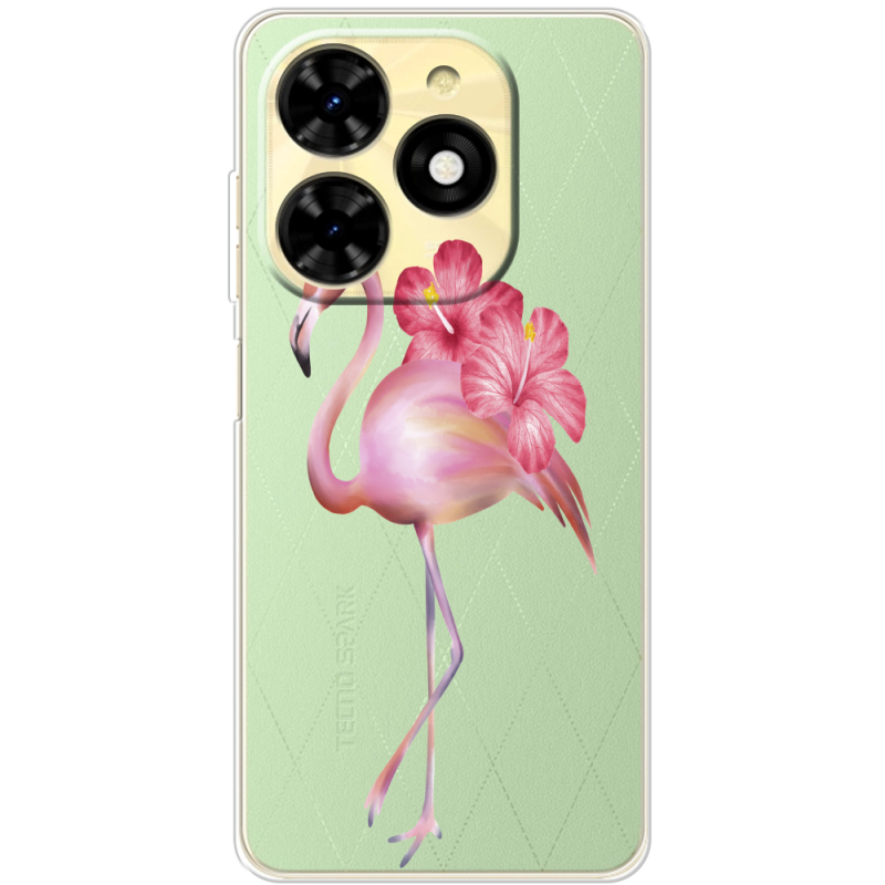 Прозрачный чехол BoxFace Tecno Spark 20C Floral Flamingo