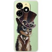 Прозрачный чехол BoxFace Tecno Spark 20C Steampunk Cat