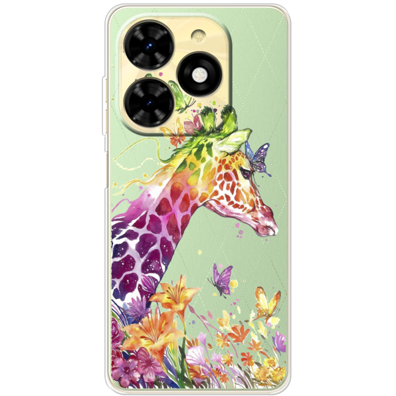 Прозрачный чехол BoxFace Tecno Spark 20C Colorful Giraffe