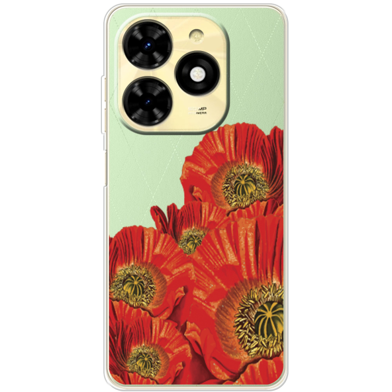 Прозрачный чехол BoxFace Tecno Spark 20C Red Poppies