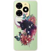 Чехол со стразами BoxFace Tecno Spark 20C Cat in Flowers