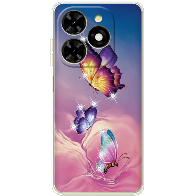 Чехол со стразами BoxFace Tecno Spark 20C Butterflies