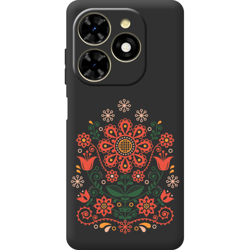 Черный чехол BoxFace Tecno Spark 20C Ukrainian Ornament