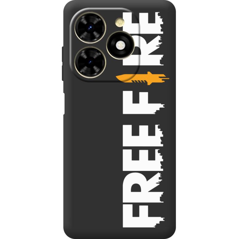 Черный чехол BoxFace Tecno Spark 20C Free Fire White Logo