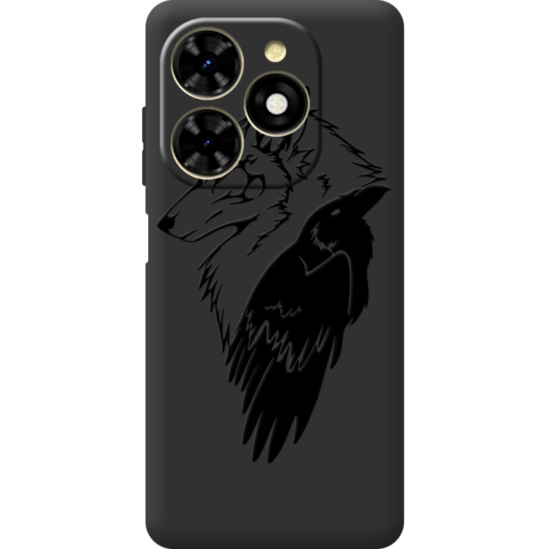 Черный чехол BoxFace Tecno Spark 20C Wolf and Raven