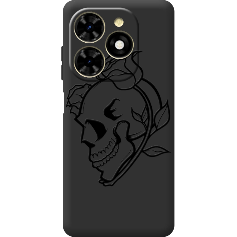 Черный чехол BoxFace Tecno Spark 20C Skull and Roses