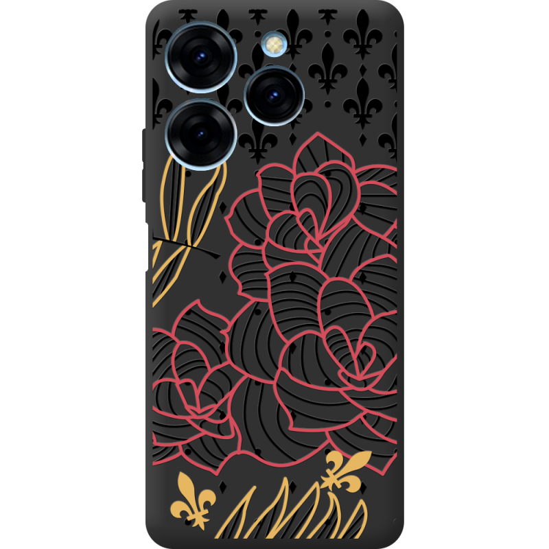 Черный чехол BoxFace Tecno Spark 20 Pro FranceFlowers