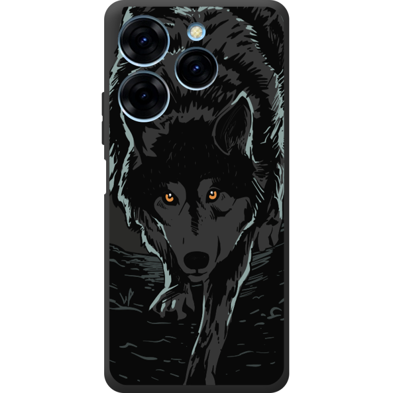 Черный чехол BoxFace Tecno Spark 20 Pro Wolf