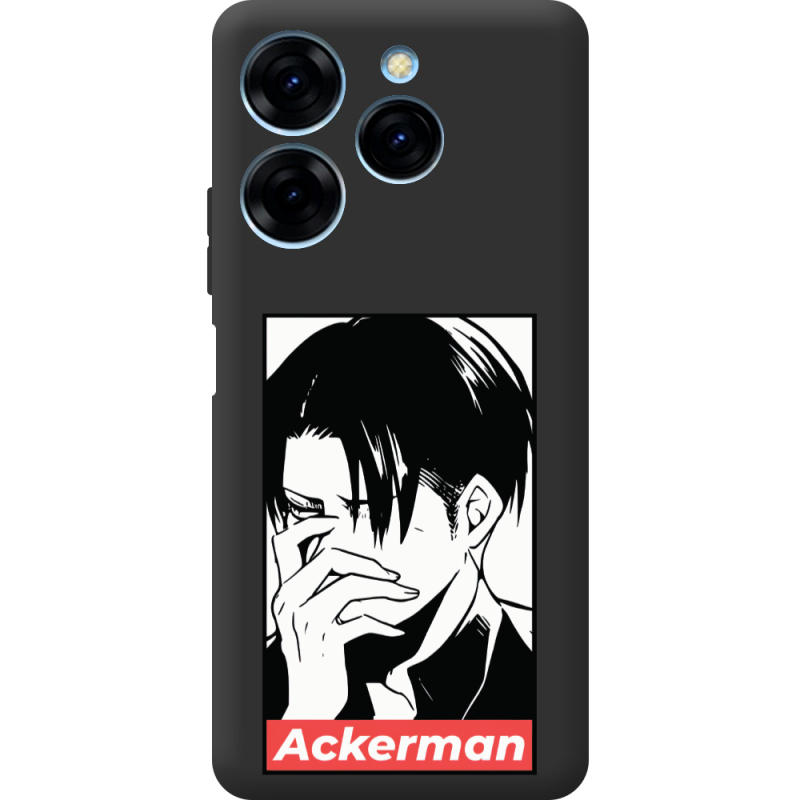Черный чехол BoxFace Tecno Spark 20 Pro Attack On Titan - Ackerman