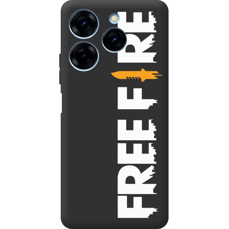 Черный чехол BoxFace Tecno Spark 20 Pro Free Fire White Logo