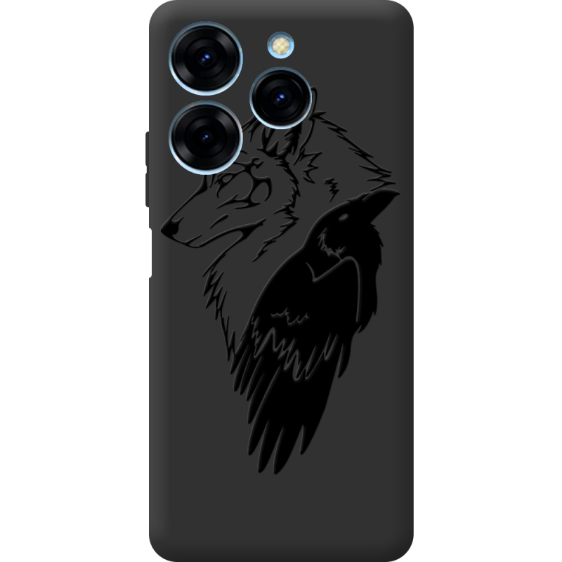 Черный чехол BoxFace Tecno Spark 20 Pro Wolf and Raven