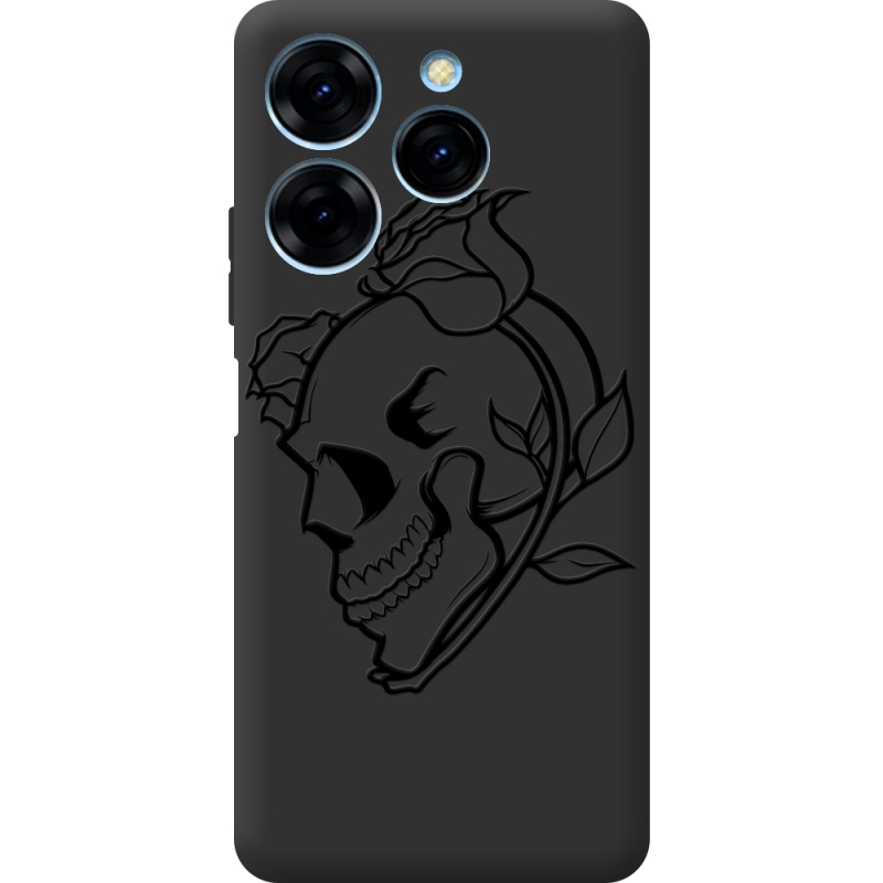 Черный чехол BoxFace Tecno Spark 20 Pro Skull and Roses