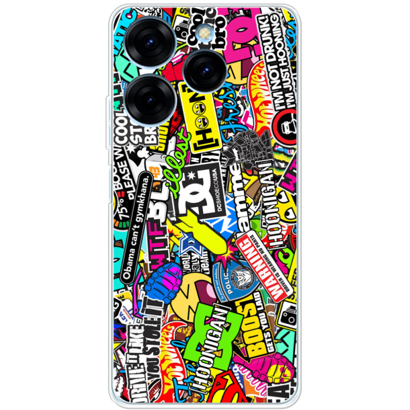 Чехол BoxFace Tecno Spark 20 Pro Multicolored Inscriptions