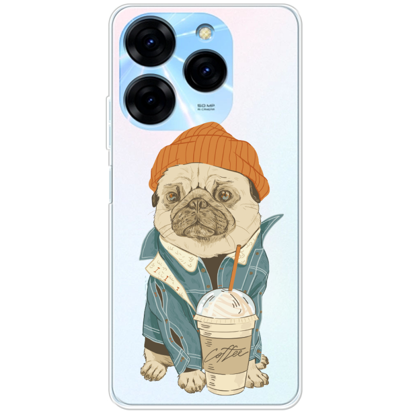 Прозрачный чехол BoxFace Tecno Spark 20 Pro Dog Coffeeman