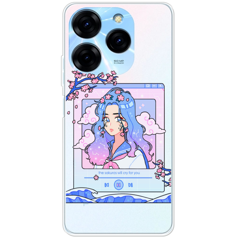 Прозрачный чехол BoxFace Tecno Spark 20 Pro The Sakuras Will Cry For You