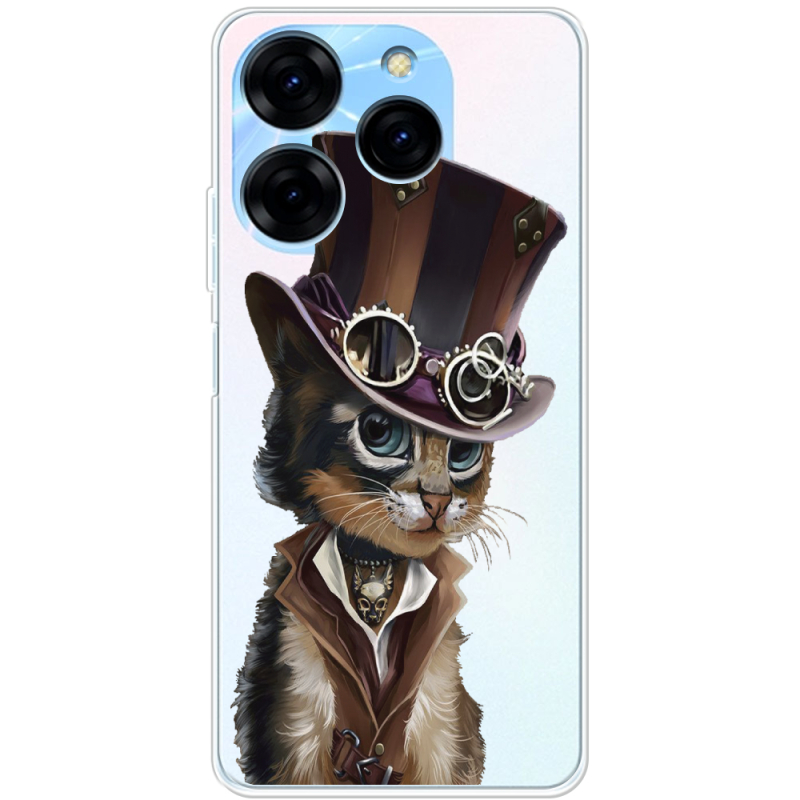 Прозрачный чехол BoxFace Tecno Spark 20 Pro Steampunk Cat