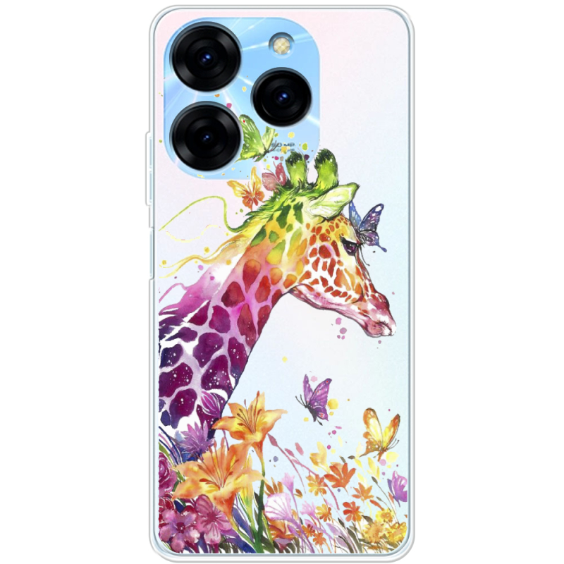 Прозрачный чехол BoxFace Tecno Spark 20 Pro Colorful Giraffe