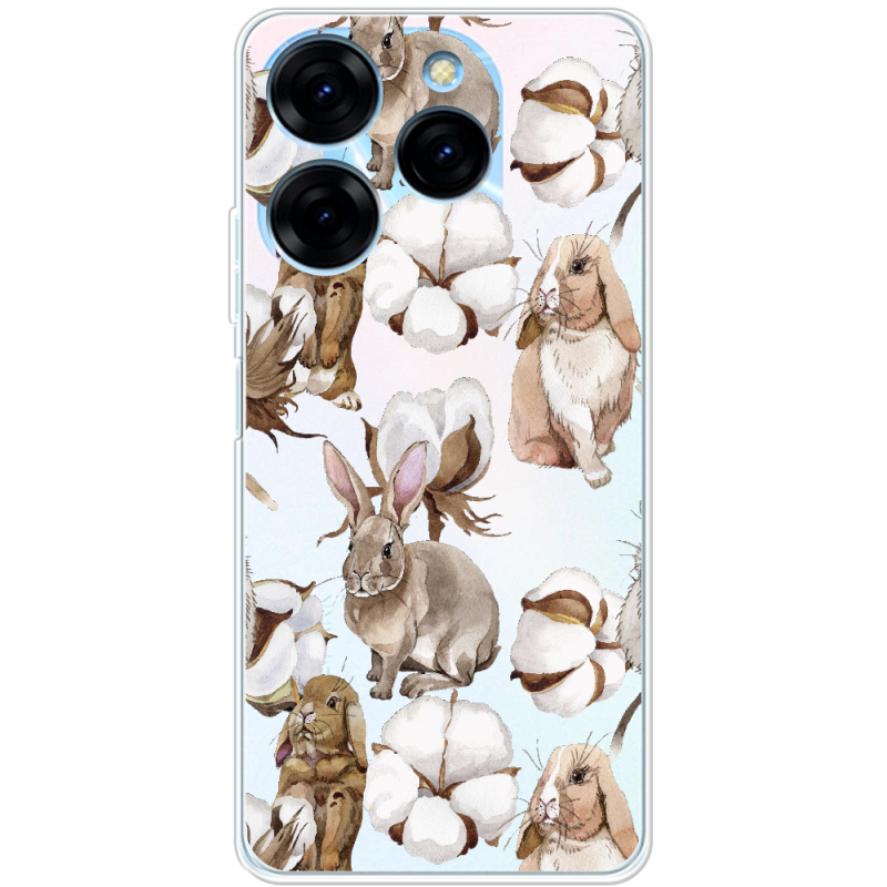 Прозрачный чехол BoxFace Tecno Spark 20 Pro Cotton and Rabbits
