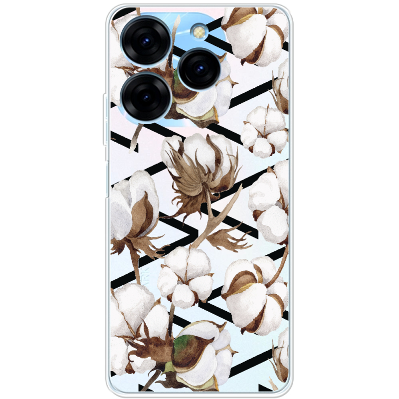 Прозрачный чехол BoxFace Tecno Spark 20 Pro Cotton flowers