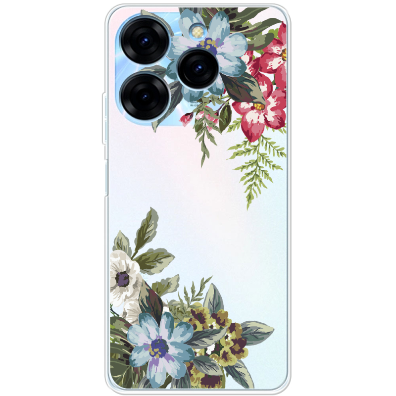 Прозрачный чехол BoxFace Tecno Spark 20 Pro Floral