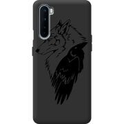 Черный чехол BoxFace OnePlus Nord Wolf and Raven