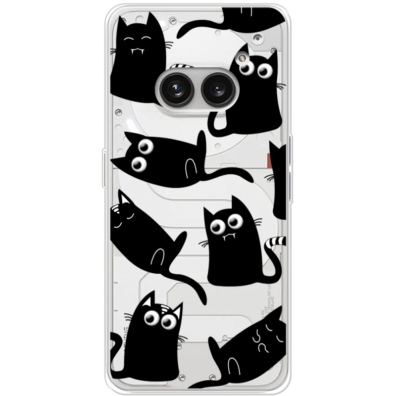 Прозрачный чехол BoxFace Nothing Phone (2a) с 3D-глазками Black Kitty