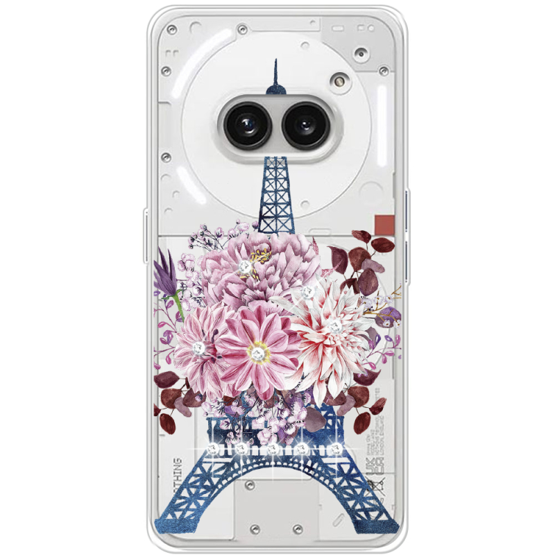 Чехол со стразами Nothing Phone (2a) Eiffel Tower