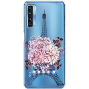 Чехол со стразами TCL 20L Plus Eiffel Tower