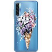 Чехол со стразами TCL 20L Plus Ice Cream Flowers